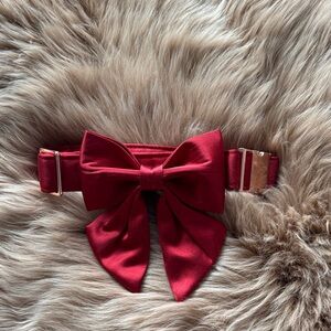 Satin Red Bow Dog Collar